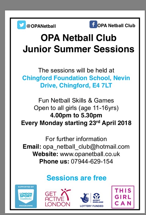 Free Netball Junior Summer Sessions