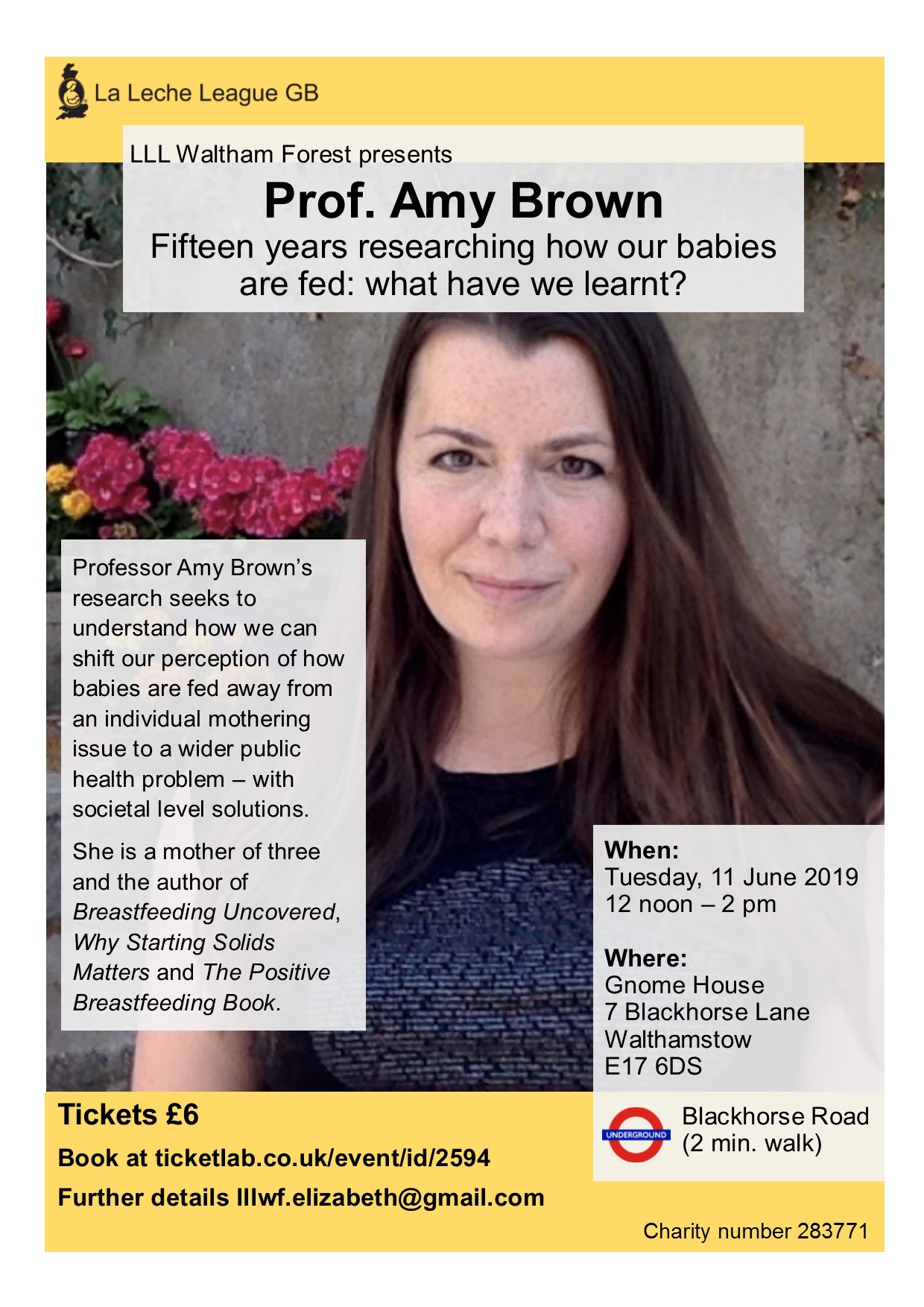 Talk by Professor Amy Brown, hosted by La Leche League Waltham Forest