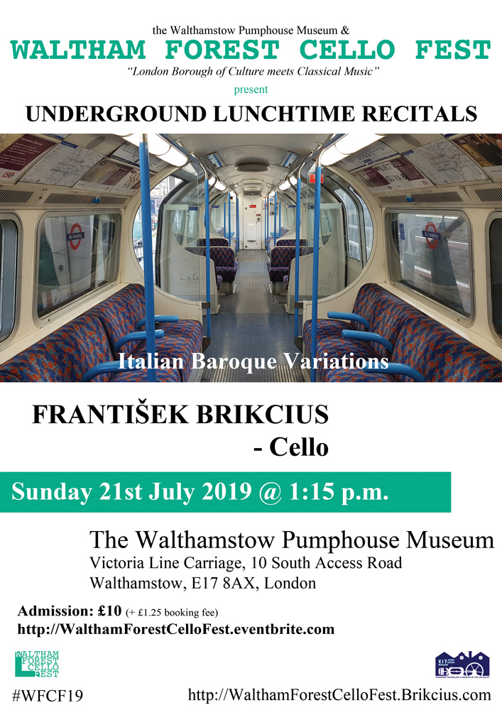 The cello concerts are back! - the 5th Underground Lunchtime Recital in the historic Victoria Line Carriage