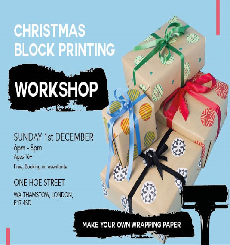 Free Christmas Gift Wrap Block Art Workshop for over 16 years
